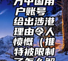 推特封20万中国用户账号 给出涉港理由令人愤慨（推特被限制了怎么解决）