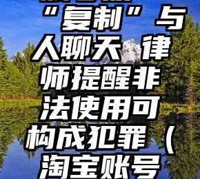 账号被“复制”与人聊天 律师提醒非法使用可构成犯罪（淘宝账号复制）