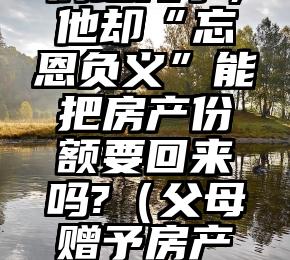 20年前赠房给儿子，他却“忘恩负义”能把房产份额要回来吗?（父母赠予房产可以要回吗）