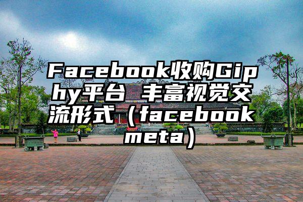 Facebook收购Giphy平台 丰富视觉交流形式（facebook meta）