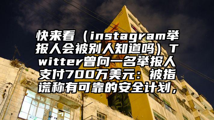 快来看（instagram举报人会被别人知道吗）Twitter曾向一名举报人支付700万美元：被指谎称有可靠的安全计划，