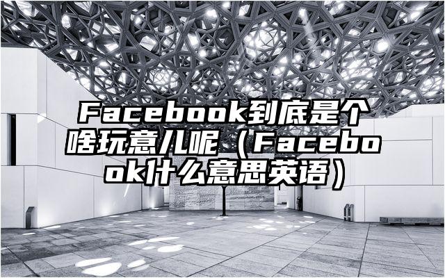 Facebook到底是个啥玩意儿呢（Facebook什么意思英语）