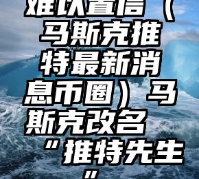 难以置信（马斯克推特最新消息币圈）马斯克改名“推特先生”，