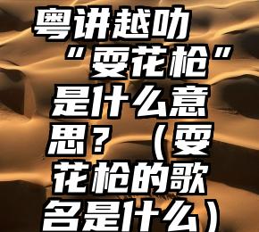 粤讲越叻“耍花枪”是什么意思？（耍花枪的歌名是什么）