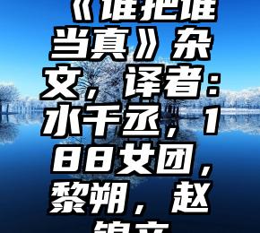 《谁把谁当真》杂文，译者：水千丞，188女团，黎朔，赵锦辛