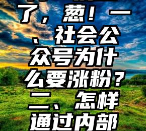 依靠社会公众号征稿八千五万？别想了，葱！一、社会公众号为什么要涨粉？二、怎样通过内部途径涨粉？三、怎样实现可持续发展？