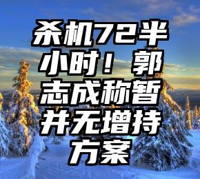 杀机72半小时！郭志成称暂并无增持方案