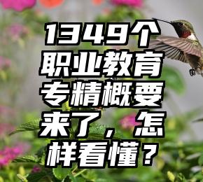 1349个职业教育专精概要来了，怎样看懂？