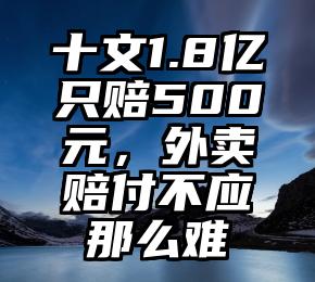 十文1.8亿只赔500元，外卖赔付不应那么难