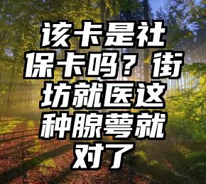 该卡是社保卡吗？街坊就医这种腺萼就对了